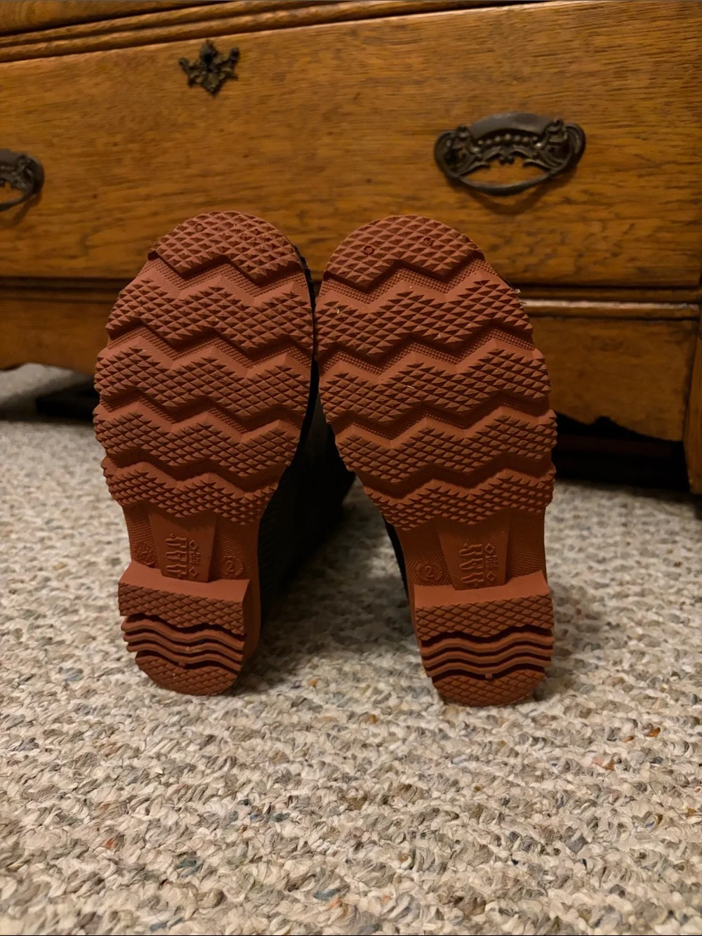 Kid’s Black Waterproof Rubber Work Boots with Brown Outsole